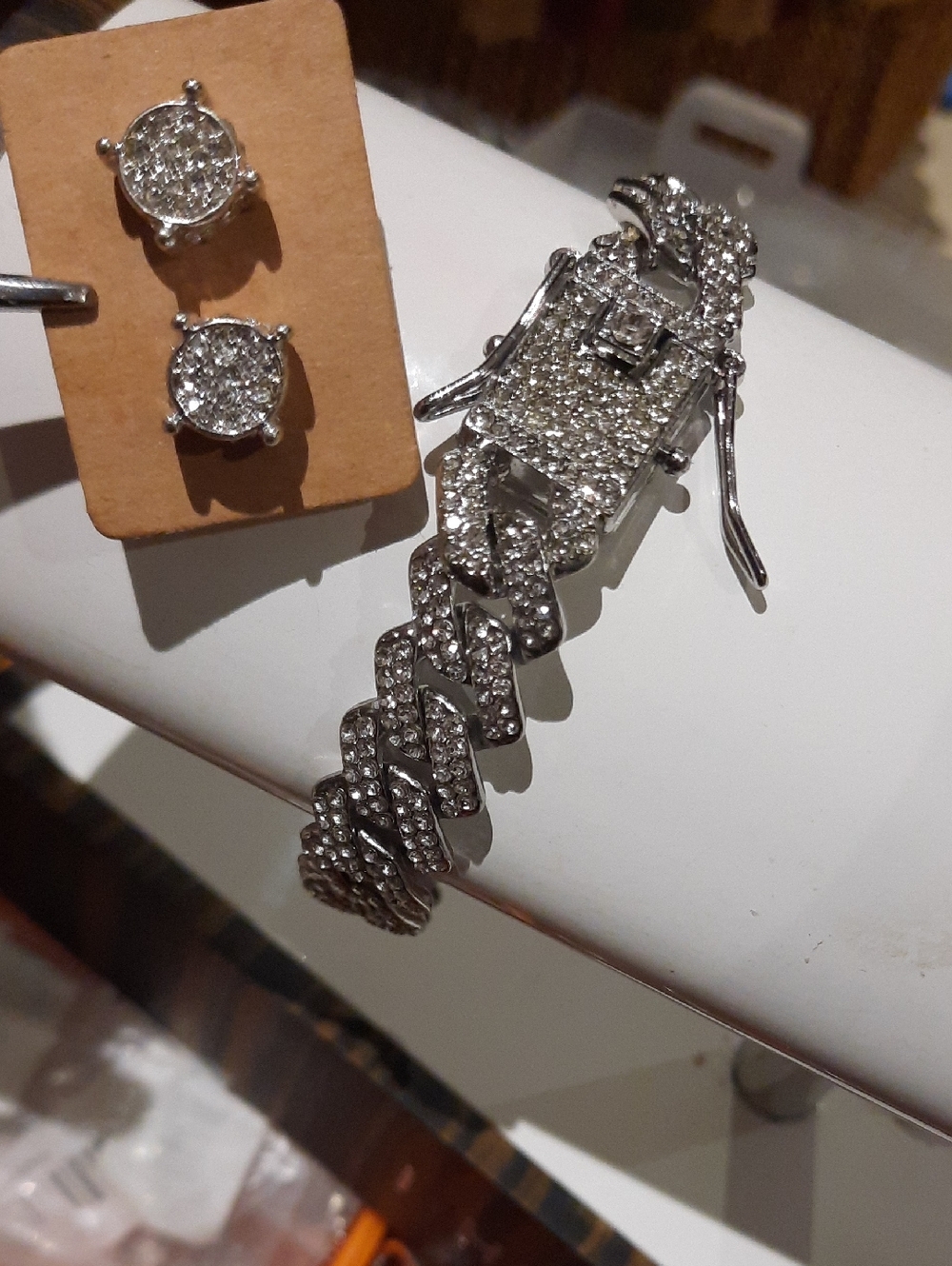 CUBAN MEN'S SEXY STAINLESS STEEL CUBAN BLINGED OUT TENNIS BRACELET & PAVE STUDS